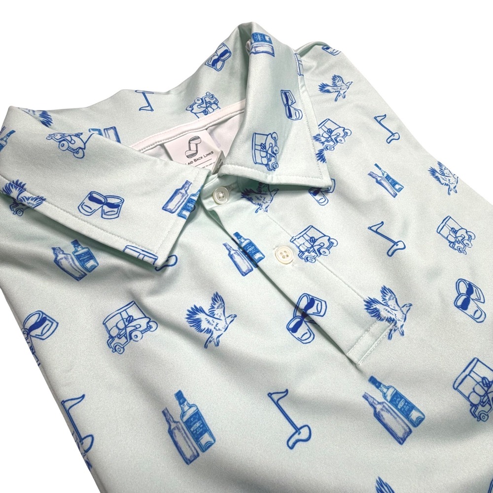Laid Back Links Performance Polo Mens Medium Stretch Golf Shirt Short Sleeve